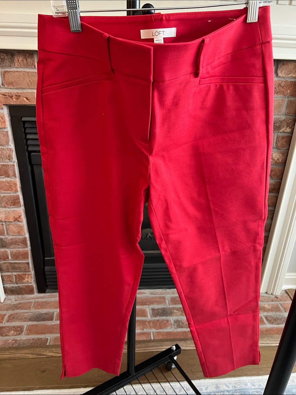 LOFT Red Cropped Tailored Ankle Pants